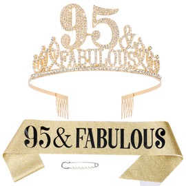 95th Birthday Decorations - Sash, Tiara & Crown for Fabulous Women