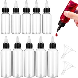 Luxshiny Mini Squeeze Bottle10PCS Sauce Bottle with Pointed Tip Clear Squeeze Sauce Bottle Condiment Dispensing Bottles with 2PCS Funnels for Sauces Ketchup Cookie Decorating (100ml + 60ml)
