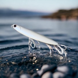 momolures - Salty Skimmer 110mm 14g bass lures topwater pencil bait sea fishing (PURE PEARL WHITE (Rattle in))