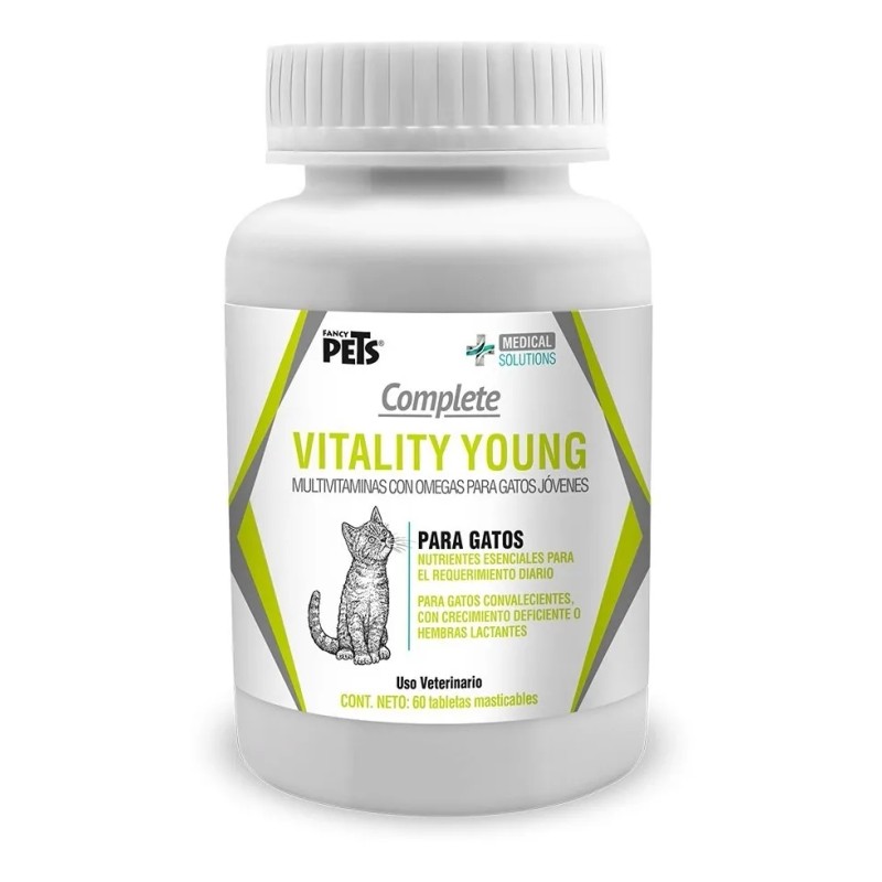 Tabletas Vitality Con Omegas Para Gato Joven 60 Tabletas Vit