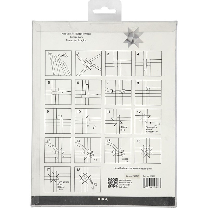 Paper Star Stripes 20933 B: 15 mm, White, Pack of