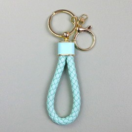 Creative microfiber high-grade braided rope keychain couple key chain female bag hanging car key ring gift (light green)
