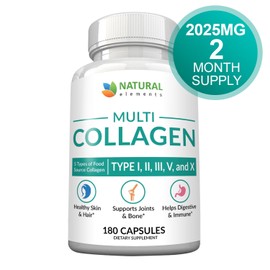 Unflavored Collagen Capsules - Collagen Pills - 2 Month Supply - Type I, II, III, V, X