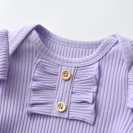 Newborn Baby Girl Outfits Girls Floral Printed Long Sleeve Top Pants 3pcs Clothes Set for Newborn Baby Girls Purple (6-9 Months)