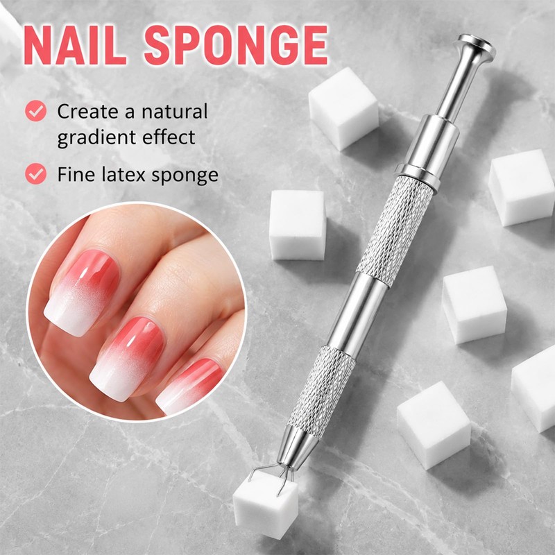 100 PCS Nail Sponges for Ombré,Nail Art Tools Sponge Brush,A