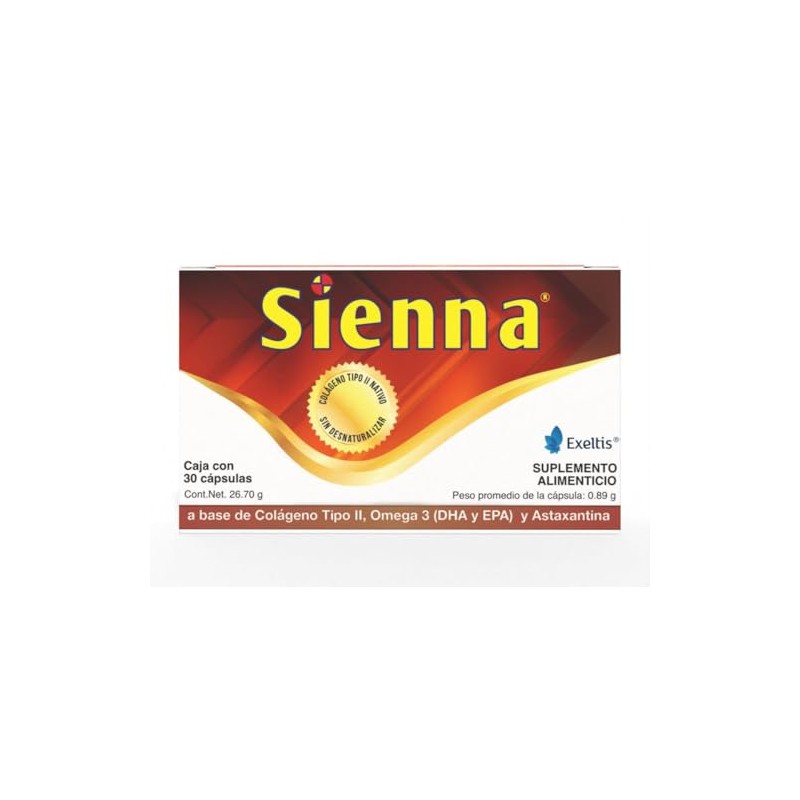 Sienna Suplemento Alimenticio a Base de Colgeno Tipo II, Omega