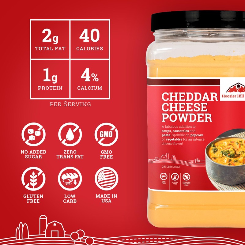 Hoosier Hill Farm Cheddar Cheese Powder, Cheese Lovers, 2.5LB (Pack