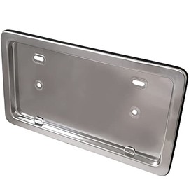 JET INOUE 501166 License Plate Frame, For Mid-Sizes, Stainless Steel License Plate Frame, For Trucks, Mid-Size Vehicles