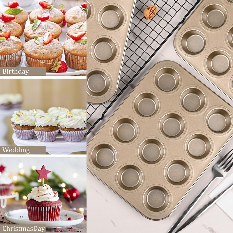 Audingull Mini Muffin Pan, Premium Small Cupcake Pans, Carbon Steel