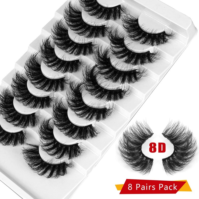 Leipple False 8D Eyelashes, 8 Pairs, False Eyelashes Set, Reusable