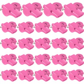 LIANGYUNZE Whistle, 24 Pcs Pink Professional Sport Whistle Set with Lanyard - Loud Pea-Less Whistle for Coaches, Referees, Lifeguards and Police