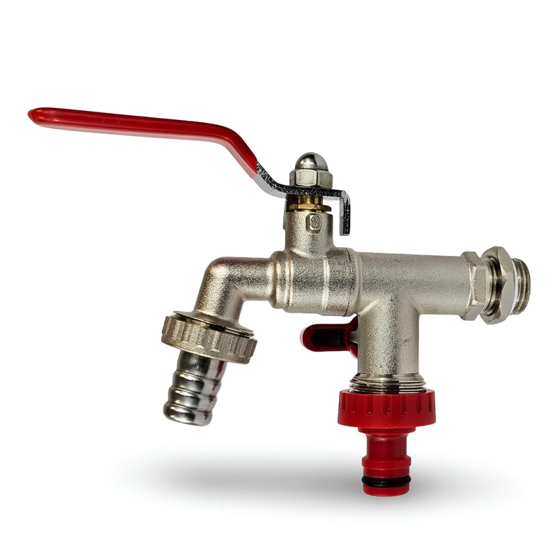 Wärmer System Outside Brass Double Garden Tap with Lever Handle