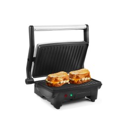 Elite Gourmet EPN-2976 2-in-1 Nonstick Panini Press & Indoor Grill, Opens 180-Degree Gourmet Sandwich Maker, Floating Hinge Fits All Foods, Contact Grill with Removable Grease Tray, Stainless Steel