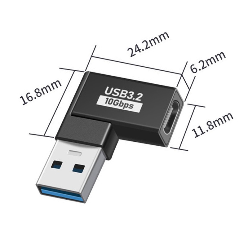 MISYNLON 2Pack Right Angle USB A to USB C Adapter,