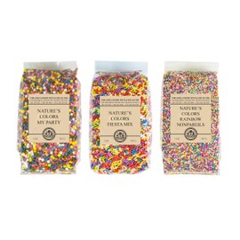 India Tree Nature's Colors Sprinkles Chef's Gift Pack | Fiesta Sprinkles, My Party Sprinkles, Rainbow Nonpareils | 1 Pound Chef's Pak, 3-Pack