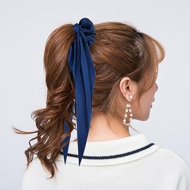 Cinaci- 12 piezas de gomas para el pelo de satén sedoso sólido con lazo de cinta larga, coleteros para el pelo, coleteros
