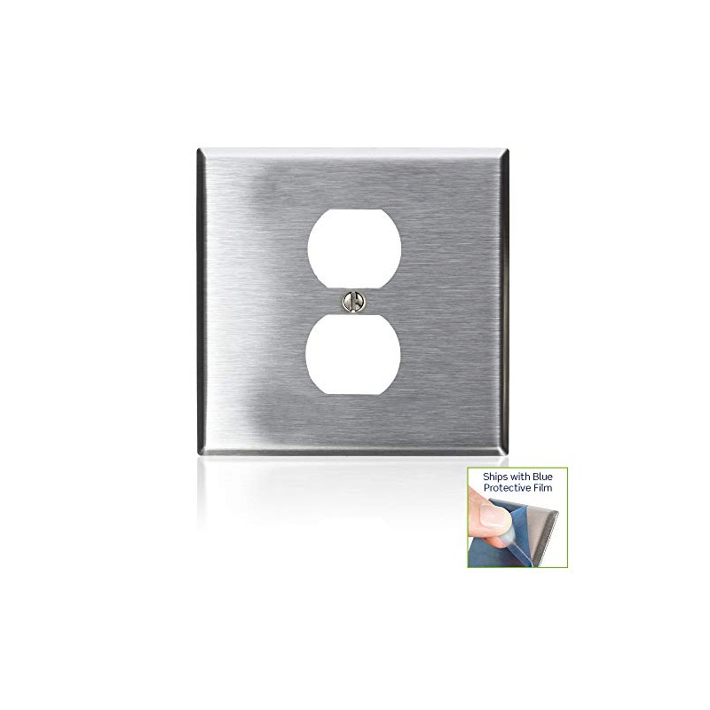 Leviton 2-Gang Wallplate, Non-Magnetic Stainless Steel, 84039-40