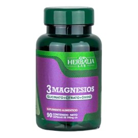 Magnesio Glisinato Citrato Óxido Cápsulas Herbalia Lab Vegano 90 Uds
