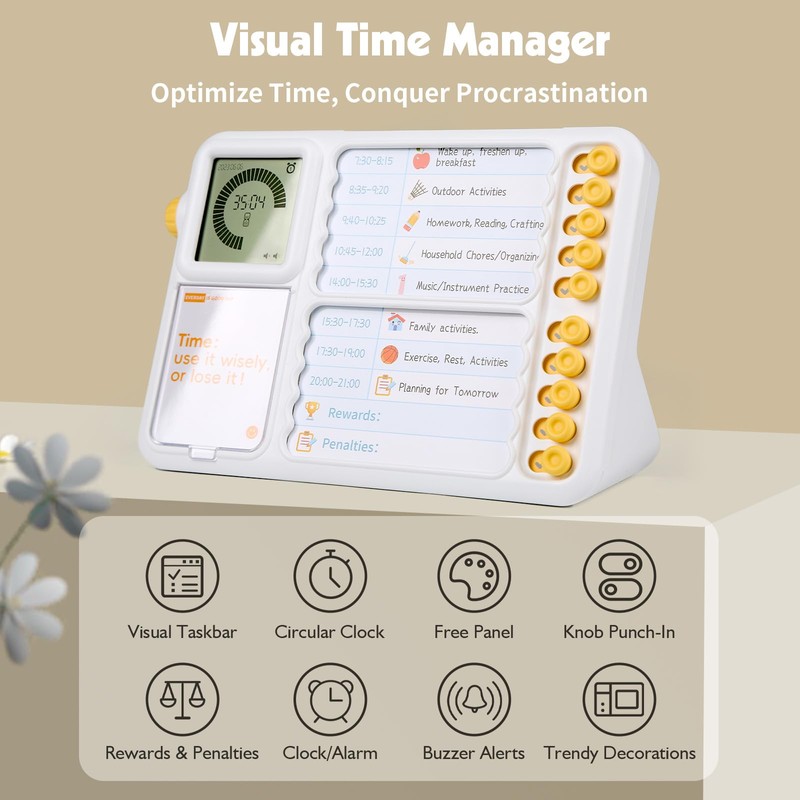 Visual Timer for Kids with Planning Board, ADHD Timer for