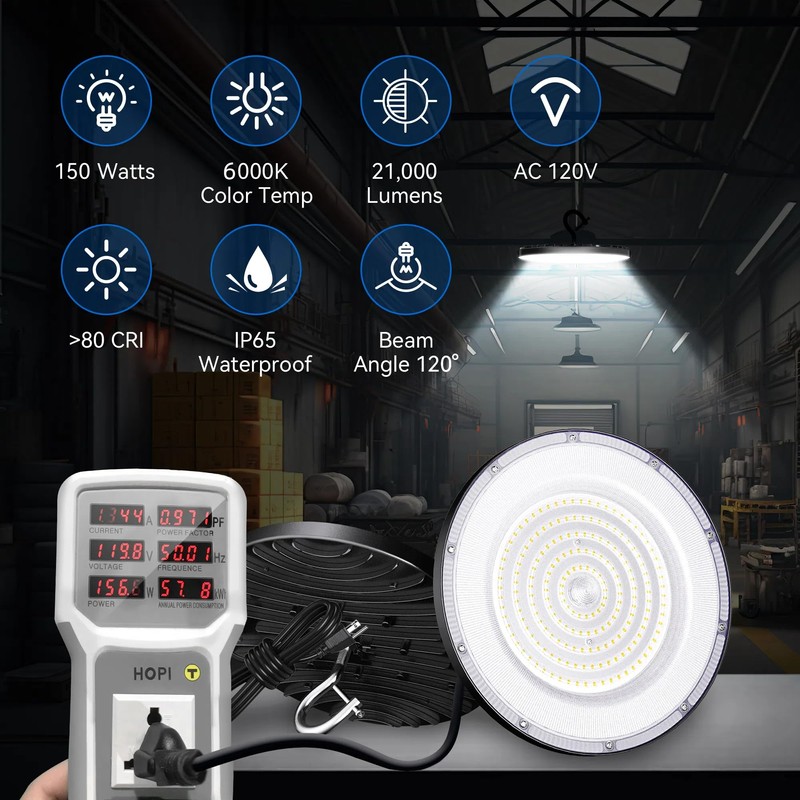 4 Pack LED High Bay Light 150W, 21000lm, 6000K Daylight