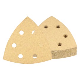 Kozelo Pack of 20 Mouse Sander Detail Sandpaper - [60 Grit, 3.7 x 3.7 x 3.7 Inches] Triangular Velcro Sanding Pads for Wooden Furniture Polishing | 6 Holes, Aluminium Oxide
