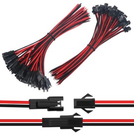 Lyeteung 30 Pairs Mini Micro JST-SM Plug Connector, JST 2 Pin Micro Electrical Male and Female Connector Plug Wire Cable, with 150mm 22AWG Wire (Red Black)