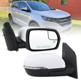 Lqito Right Passenger Side Mirror Fits 2015 2016 2017 2018 2019 2020 2021 2022 2023 2024 Ford Edge With Manual Folding Power Glass Heated Turn Signal Puddle Light White Replace#JT4Z-17683-CA(7Pins)