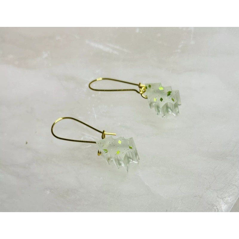 Unbranded Christmas Tree Epoxy Earrings .