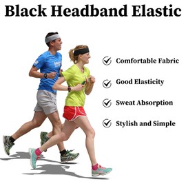5 Pcs Black Headbands for Women, Elastic Sport Headbands Women, Soft & Comfortable Sweat Headband Hair Accessories for Sports Workout Yoga Fashion Makeup Women Man