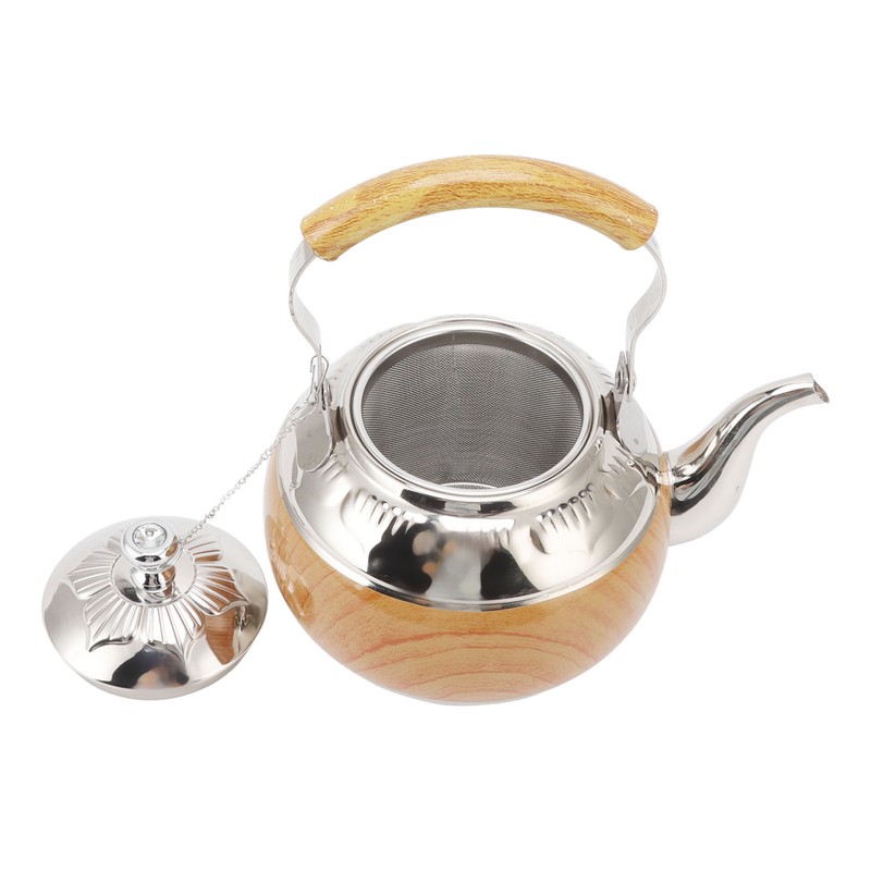 Tea Pot 1L Stainless Steel Thickened Strong Corrosion Resistant Silver