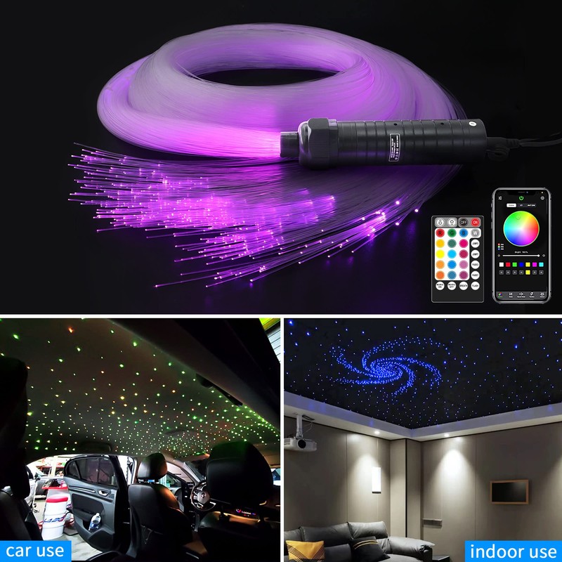 ATOKEE 6W Sound Activated 200pcs Starlight Headliner Kit, 0.03in 6.5ft