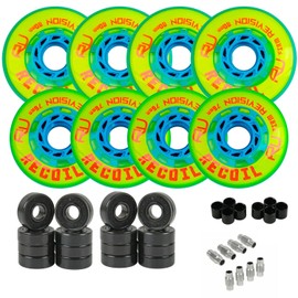 TGM Skateboards Revision Roller Hockey Wheels Indoor 76/80 Hilo Recoil Firm Yellow 8-Pack with Hybrid Ceramic Bearings Kit