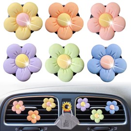 Cute Daisy Air Vent Clips, 6 Pcs Flower Car Air Fresheners Vent Clips Car Diffuser Vent Clip Charm Car Decoration for Women Cute Car Interior Decor Flower Car Accessories + Sunflower Mask Hook