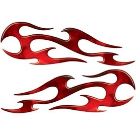 Real Fire Red Tribal Motorcycle Side Cover, Tank or Helmet Custom Digitally Airbrushed Flames - 2.5" h x 8" w - REFLECTIVE