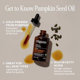 Cliganic Aceite De Semilla De Calabaza Orgánico, 100% Puro - Para Cara Y Cabello | Natural Prensado En Frío Sin Refinar