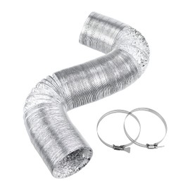 Cenipar Dryer Vent Hose-4 inch Ducting Vent Hose Flexible Aluminum Foil Non-Insulated (4 inch 25 feet) with 2 Clamps