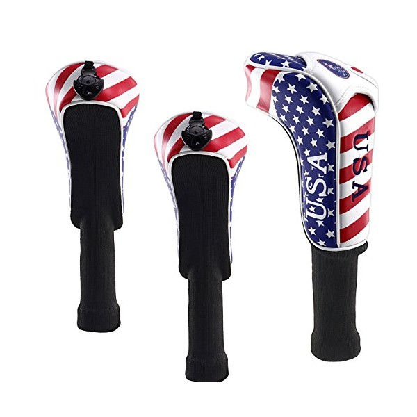Craftsman Golf Stars and Stripes American USA US Flag Headcover Head Cover for Scotty Cameron Taylormade Odyssey Fairway Wood (3pcs(D,F,F) Sock)