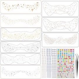 13 Styles Glitter Face Freckles Temporary Tattoos with Hair Eye Gems Jewels Stickers Set Sparkle Makeup Speckles Patches Glow Up Cosmetic Tattoo for Women Girls Party