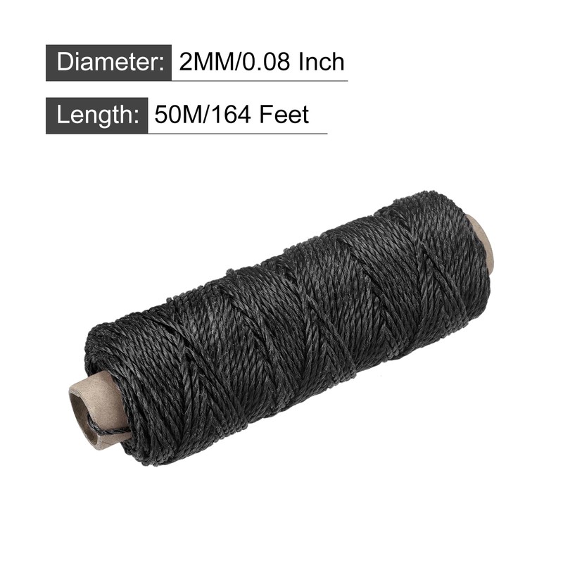 sourcing map Twisted Mason Line Nylon Twine String Cord Black