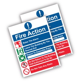 Stcky Acrylic Fire Action Notice Sign - 15 x 20 cm Ideal Sized Fire Safety Signs, 2mm Acrylic is used for Fire Action Sign [Pack of 2]