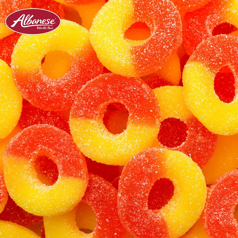 Albanese World's Best Gummi Peach Rings | 7oz Bag of