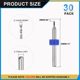 PATIKIL 0.1mm Micro Drill Bits 1/8" Shank Tungsten Carbide Steel 135° Mini Small Bit Drill Tool for PCB CNC Engraving Precision Machine - 30 Pack