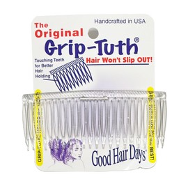 Good Hair Days Grip‑Tuth Frenchy Side Comb – 4″ Side Comb for All Hair Types, Decorative Styling Tool & Bridal Jewelry & Accessory – Crystal