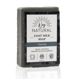 Way Natural Activated Charcoal Soap Bar - Goat Milk Soap for Men, Women & Kids - Natural, Handmade w/Real Milk - Dry, Sensitive Skin, Hands/Body - Premium, Gentle, No Dyes - (1, Large, 5oz)