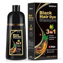Bablabear - Champú con color para cabello gris, tinte de cabello semipermanente para mujeres y hombres, ingredientes herbales, 3 en 1, cobertura 100% 
