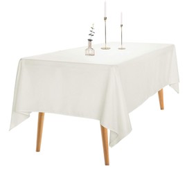 Ascoza 2pack 60x102 Inch Ivory Rectangular Tablecloth 6 Feet Table Cloth in Polyester Fabric for Wedding/Banquet/Restaurant/Parties