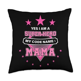 Yes I'm A Superhero Codename Mama Funny Mother's Day Throw Pillow, 18x18, Multicolor