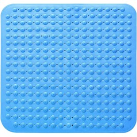 Shower Mat, Non-Slip Shower Mat, 48 x 48 cm, Non-Slip Mat with Suction Cups, Massage Shower Mat, Non-Slip for Saunas, Shower Rooms, Machine Washable, Square, Blue