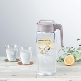 Iwasaki Industry K-1298 PF Square Pitcher, Cold Water Bottle, Heat Resistant, Vertical and Horizontal, 0.8 gal (2.1 L) Width 6.9 x Depth 4.1 x Height 11.9 inches (15.1 x 10.4 x 30.2 cm), Peanut Friend Made in Japan