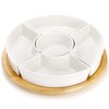 Lyellfe Divided Serving Dish Lazy Susan, 360° Rotatable Porcelain Appetizer